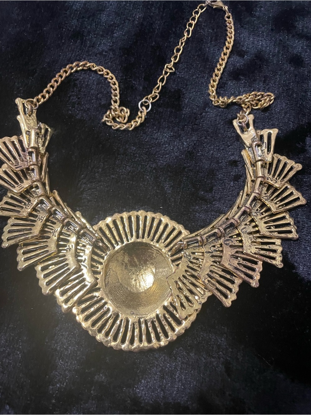 Gold Statement Bib Necklace - Gold Women Jewelry - Picture 3 of 4
